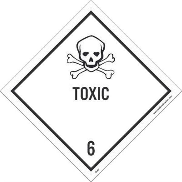 Nmc Toxic 6 Dot Placard Label, Pk25 DL87AP
